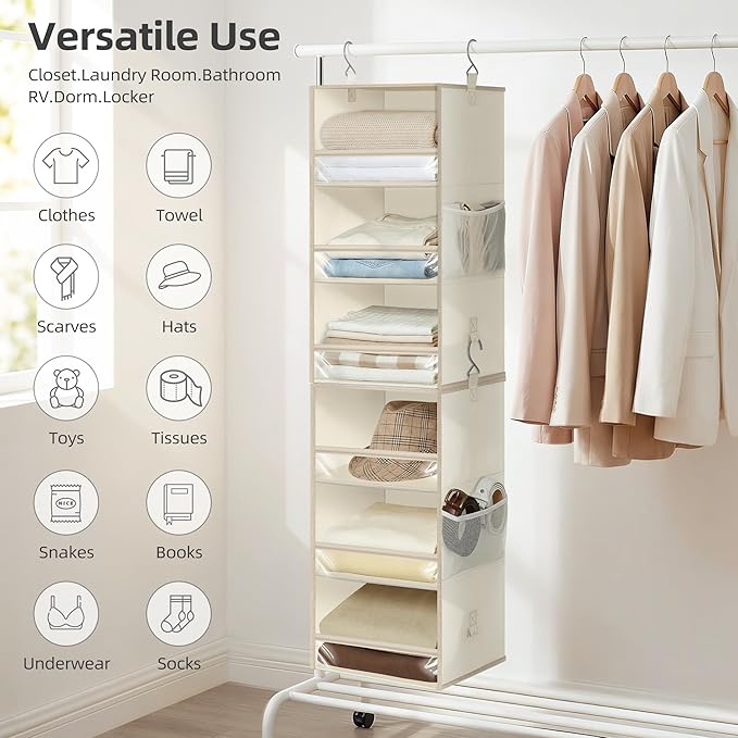 STORAGE MANIAC 6-Shelf Hanging Closet Organizer and Storage, 2 Separable 3-Shelf Haning Organizers for Closet, Collapsible Ha