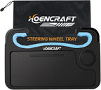2 in 1 Car Steering Wheel Desk - Tray for Laptop Car Mount with Pen Holder, Car Food Tray with Anti-Slip Silicone Ring for Eating & Work - Portable Bag Included