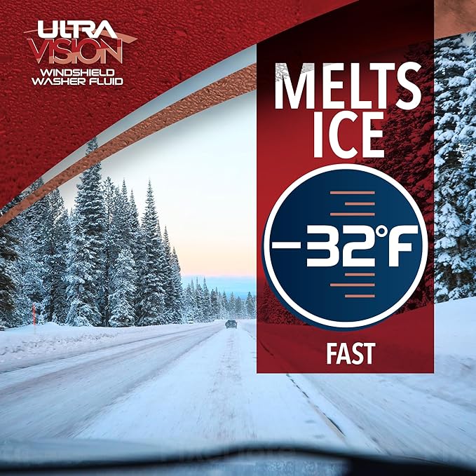 ULTRA 1PLUS De-Icer Windshield Washer Fluid - Advanced Formula for Winter Driving - Clear Vision in Weather Conditions -32F -
