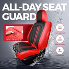 FREESOO Car Seat Covers Full Set, Black Red Waterproof Car Seat Cover, Leather Seat Covers for Trucks, Luxury Car Seat Covers