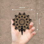 AHANDMAKER Wood Mandala Key Holder, 2 Sets, Wall Mount, Bohemian Style, 2 Hooks, Key Organizer Decorations, Home Decor, 3.9x3
