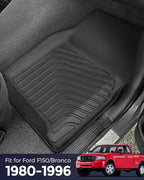 CreekT® for Ford F150 & Bronco Floor Mats 1980-1996, for F250/F350 1980-1997 All Weather Floor Mats, Custom Fit for Ford F-150 & Bronco, 2-Piece Front Set Rubber Heavy Duty Classic Truck Accessories