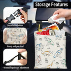 Car Trash Bag Large Hanging Can for Back of Seat, Cute Waterproof Car Garbage Bag for Vehicle, Travelling, Outdoor Cute Colorful Dinosaur