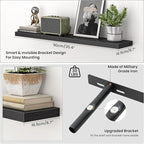 Heimlove 36 Inch Floating Shelves for Wall,Mounted Storage & Display Wood Shelves with Invisible Brackets,Hanging Shelf for B