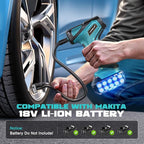 Tire Inflator Portable Air Compressor Compatible With Makita 18V Battery, LIVOWALNY 150PSI Air Pump, Cordless Tire Pump Digital Pressure Gauge, Tire Inflator for Car, Bike, Motorcycle (No Battery)
