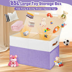 Mabahoo Large Toy Box, Collapsible Sturdy Storage Chest With Lids, Kids Toy Chest Storage Organizer Toddler Bin Boxes for Liv