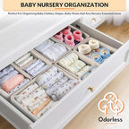 Premium Natural Linen Drawer Organizer Clothes, 21 Pack Dresser Organizer for Baby Clothes, Underwear, Socks, 3 Sizes Foldabl