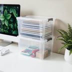 Citylife 7.8 QT 6 Pack Small Storage Bins Plastic Storage Container Stackable Box with Lids for Organizing, Clear White