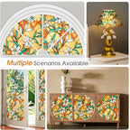 Coavas Decorative Window Privacy Film, Heat Control Sun Blocking Stained Glass Window Film, Floral Design Static Cling, Non Adhesive Windows Tint for Bathroom Front Door(Vinyl, 35.4" x 78.7 ")
