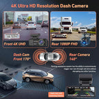 Car Camera - Dash Cam Front and Rear, 4K Dash Camera for Cars Built-in 5.8G WiFi GPS ADAS Dashcam,3.2" IPS Screen Dash Cam with Free 32GB Card,G-Sensor,Loop Recording,WDR,Night Vision Dashboard Camera