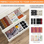 6 Pack Sock Underwear Drawer Organizer Dividers, 58 Cell Foldable Fabric Dresser Closet Organizers and Storage Bins for Cloth