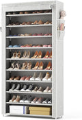 ROJASOP 10 Tier Shoe Rack with Covers Large Capacity Stackable Tall Shoe Shelf Storage for 50-55 Pairs Shoe and Boot, Sturdy 