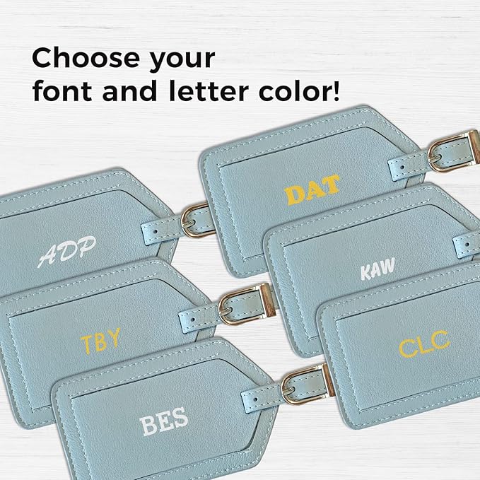Personalized Monogrammed Leather Luggage Tags - 2 Pack