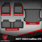 Floor Mats & Cargo Liner Compatible with 2017-2025 Cadillac XT5 Cargo Mat, Full Set All Weather Protection 1st, 2nd Row Car Liners & Trunk Mat, Black
