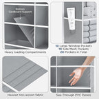 PureSpace 5-Tier Over The Door Organizer with 10 Side Mesh Pockets & Clear Windows, 80 lbs Weight Capacity Hanging Storage fo