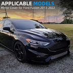 Passenger Side Mirror Cover Replacement for Ford Fusion 2013 2014 2015 2016 2017 2018 2019 2020 2021 2022 - Right Side Mirror Covers, Rear View Mirrors Cap Accessories Without Lamp, Black