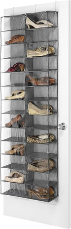 Whitmor Over The Door Shoe Shelves - 26 Sections - Crosshatch Gray