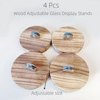 4 Pcs Premium Wood Adjustable Stained Glass Display Stands Tabletop Easels, Book Display Holder for Tile, Album, CD, Magazine, Postcard, Picture, Plate, Artworks, Phone, Tablet, Photos, Decor, Card (4, grey-round)