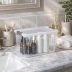 Citylife 7.8 QT 6 Pack Small Storage Bins Plastic Storage Container Stackable Box with Lids for Organizing, Clear White