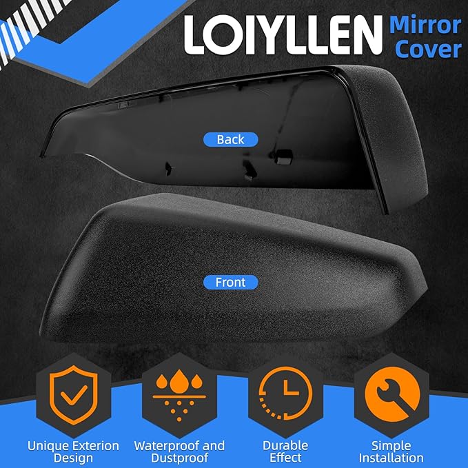 Driver Side Mirror Cover Replacement for Chevrolet Equinox 2018 2019 2020 2021 2022 2023, for GMC Terrain 2018-2023 - Left Side Mirror Covers, Rear View Mirror Cap Accessories Textured