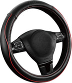 Skechers Memory Foam Steering Wheel Cover,Piping Microfiber Leather Steering Wheel Cover Sporty Universal Fit 14" 1/2-15" Car
