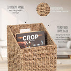 Wicker Hanging Storage Basket (10,5"Lx6,5"Wx13"H), Set of 2 Wall Baskets, Water Hyacinth Baskets, Wall Decor Hyacinth Basket 