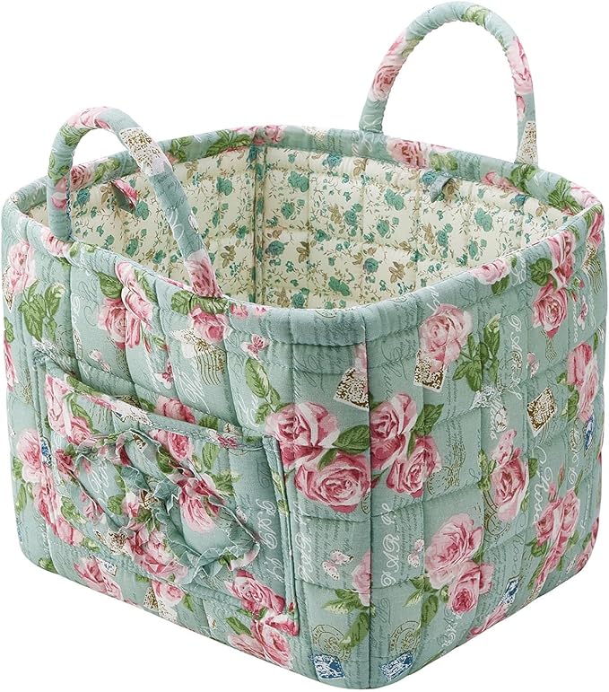 Boho Fabric Storage Basket, Large Capacity Laundry Basket, 12.2'' x 10.23'' x 10.23'' Collapsible Laundry Hamper with Easy Ca