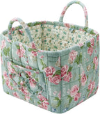Boho Fabric Storage Basket, Large Capacity Laundry Basket, 12.2'' x 10.23'' x 10.23'' Collapsible Laundry Hamper with Easy Ca