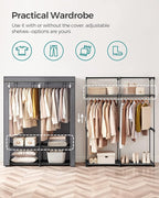 SONGMICS Closet Wardrobe, Portable Closet for Bedroom, Clothes Rail with Non-Woven Fabric Cover, Clothes Storage Organizer, 5