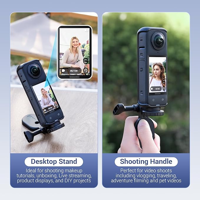 JJC Magnetic Mount Stand with 1/4"-20 Screw for DJI Osmo360 Action 5 Pro 4 3 for Insta360 X5 X4 X3 Ace, Pocket 3 OSMO360, Foldable Steering Holder Bracket Base, Strong Magnets, Angle Adjustable