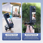 JJC Magnetic Mount Stand with 1/4"-20 Screw for DJI Osmo360 Action 5 Pro 4 3 for Insta360 X5 X4 X3 Ace, Pocket 3 OSMO360, Foldable Steering Holder Bracket Base, Strong Magnets, Angle Adjustable