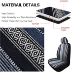 Pariitadin Baja Saddle Blanket Car Seat Covers Front Set with Seat Belt Pads, Washable Breathable Striped Woven Cloth Seat Co