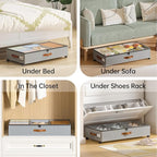 Yecaye Under Bed Storage with Wheels, 2Pack Under Bed Storage Containers and 2Pack Under Bed Shoe Storage Organizer Grey