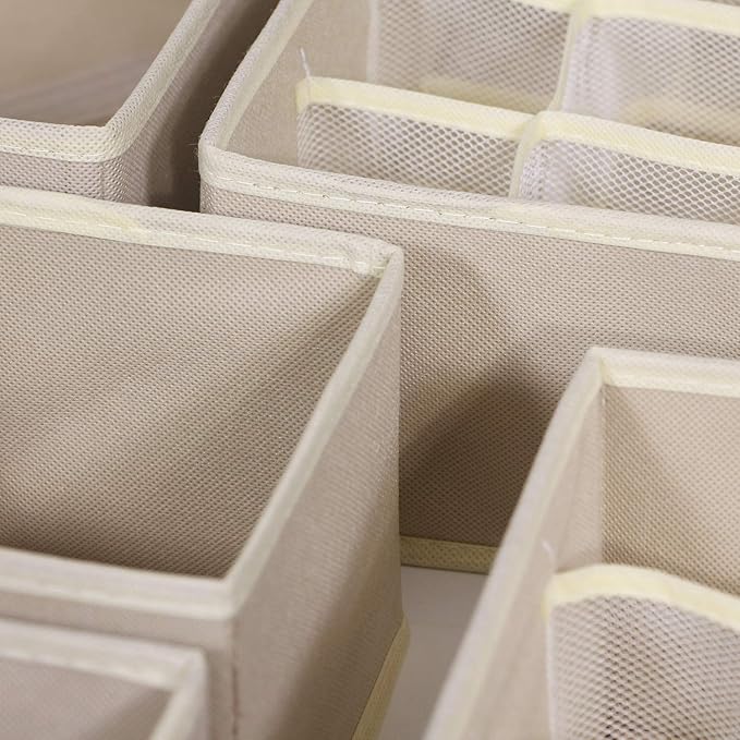 TENABORT 6 Pack Foldable Drawer Organizer Dividers Cloth Storage Box Closet Dresser Organizer Cube Fabric Containers Basket B