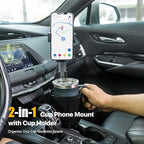 Car Phone Mount with Cup Holder Expander - Upgraded Anti-Shake 2-in-1 Cup Phone Holder for SUVS Trucks with Adjustable Alumin