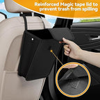 Car Trash Can,Hanging Foldable Closure Design Mini Car Organizer and Storage Bag CarGarbage Can for The Back/Front/Console with 36pcs Disposable Black Trash Bags