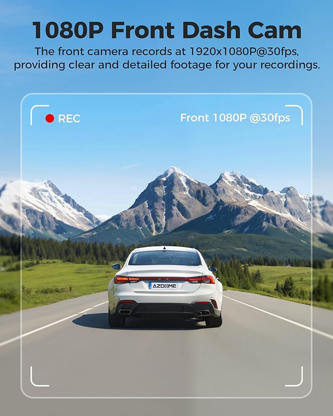 AZDOME M200 Mini Dash Cam WiFi Dashcam - Single Channel Dash Cam for Broad Road Coverage - Built-in WiFi - Full HD Resolution
