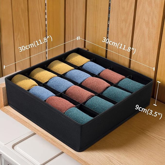 Joyoldelf Sock Drawer Organizer Divider, 16-cell Underwear Organizers and Storage Fabric Drawer Organizer for Socks, Lingerie
