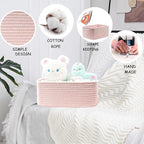COMFY-HOMI 11.5"x7.5"x4.7" Storage Baskets for Organizing | Cotton Rope Woven Basket | Toy Storage Bin Box | Basket for Shelv