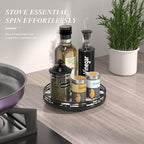 Black and White Kitchen Lazy Susan Turntable – Checkered Round Decorative Tray, 9" Table Top Oak Wood Lazy Susan for Cookies,