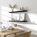 36 Inch Floating Shelves for Wall Rustic Black Wood Wall Shelves for Bedroom Set of 4