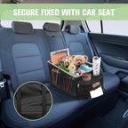 FUNNy elf Car Seat Organizer - Passenger Seat Organizer, Collapsible Car Storage with Partitions & 4 Cup Holders for Front Seat or Back Seat (white)