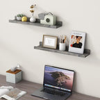 24 Inches Floating Shelves for Wall, Solid Pine Wood Picture Ledge Shelves, Wall Shelves with Lips, Nursery Book Shelves for 