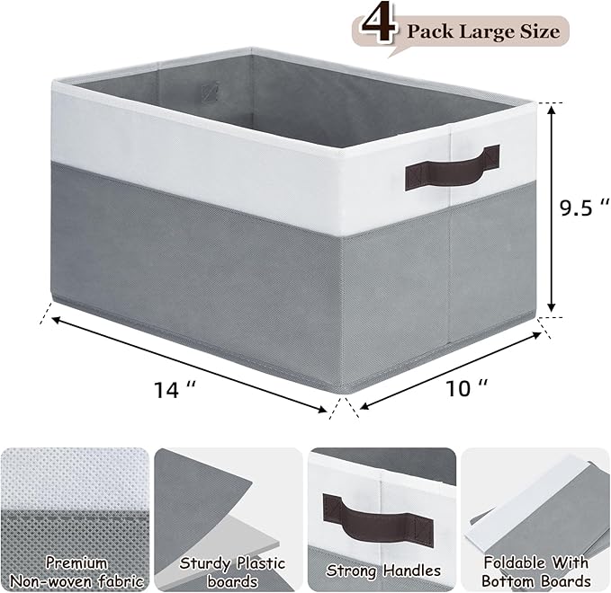 Closet Organizers and Storage Bins Set for Clothes, Toys, Beddings - 18 Pack Drawer Organizers for Clothing+ 8 Pack 11 inch C