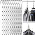 NiHome Clothing Chain Hanger 10-Pack, Metal Closet Organizer Space Saving Hangers with 7 Holes, College Dorm Room Essentials,