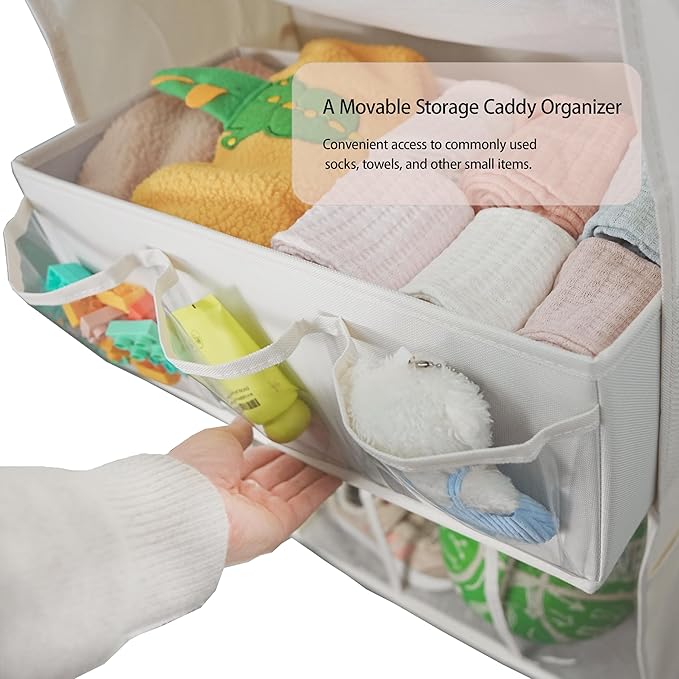 3in1 Over The Door Shoe Organizer with 5 Slanted Compartments,Removable Storage Bin & Transparent Pockets,Thickened Waterproo