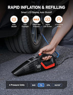 AstroAI 4-in-1 Car Vacuum Cleaner and Tire Inflator Portable with Accessories Air Compressor Digital Dual Values Display, 150