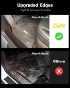 3W Floor Mats Fit for Ford Edge 2015-2024 and Edge ST 2019-2024, TPE All Weather Custom Fit Edge Floor Liner, 1st & 2nd Row Full Set Car Accessories, Black