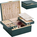Lolalet Jewelry Box Organizer for Women Girls, 2 Layer Jewelry Organizers and Storage for Necklace Earrings Rings Bracelets, 