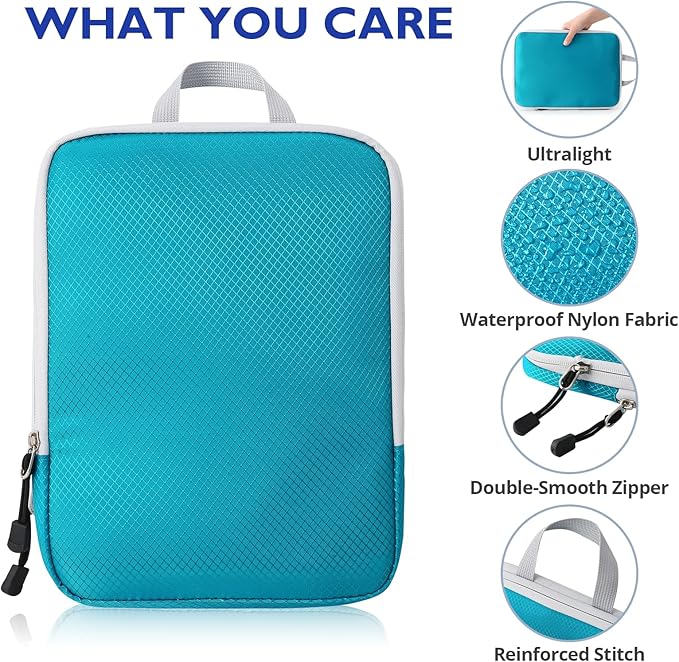 Compression Packing Cubes, 10 Set Packing Cubes for Travel Compression, Lightweight Compressible Package Organizer for Carry 